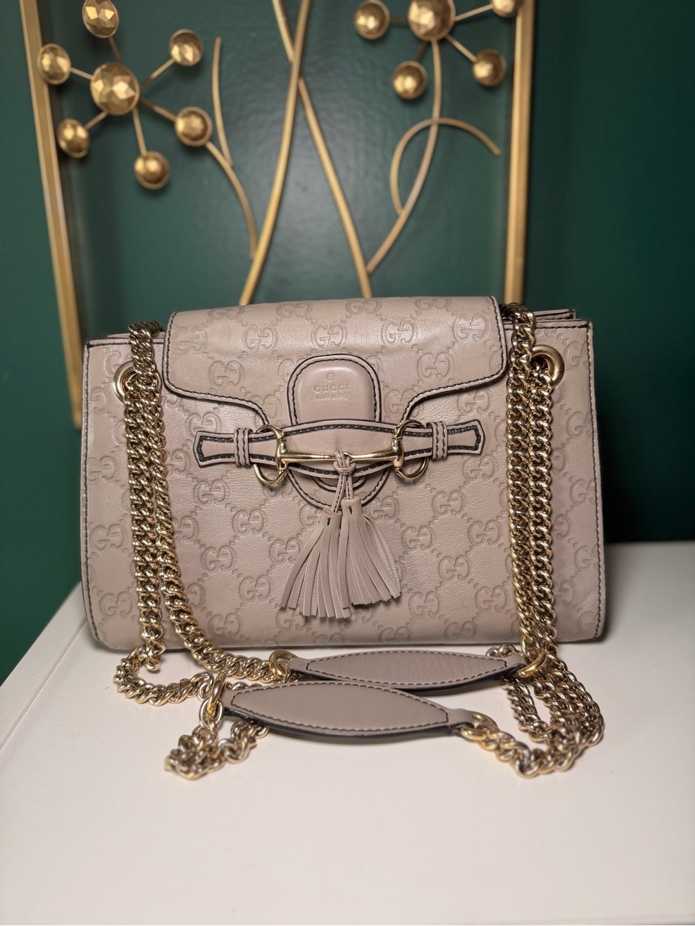 Gucci Beige GG Supreme Emily Shoulder Bag